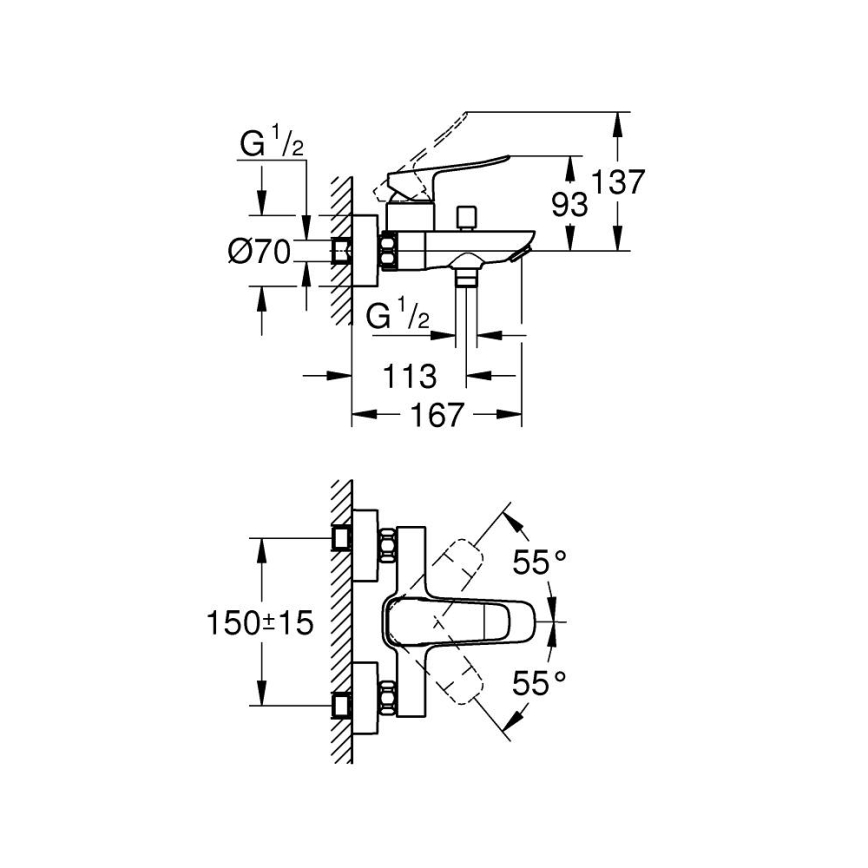 GROHE 1018722430 - Baterie de cadă DICE neagră