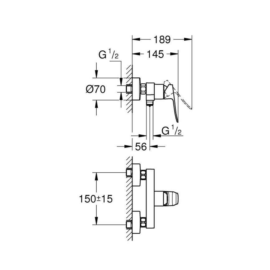 GROHE 1018742430 - Baterie de duș DICE neagră