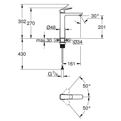 GROHE 1018920000 - Baterie pentru lavoar DICE XL crom lucios