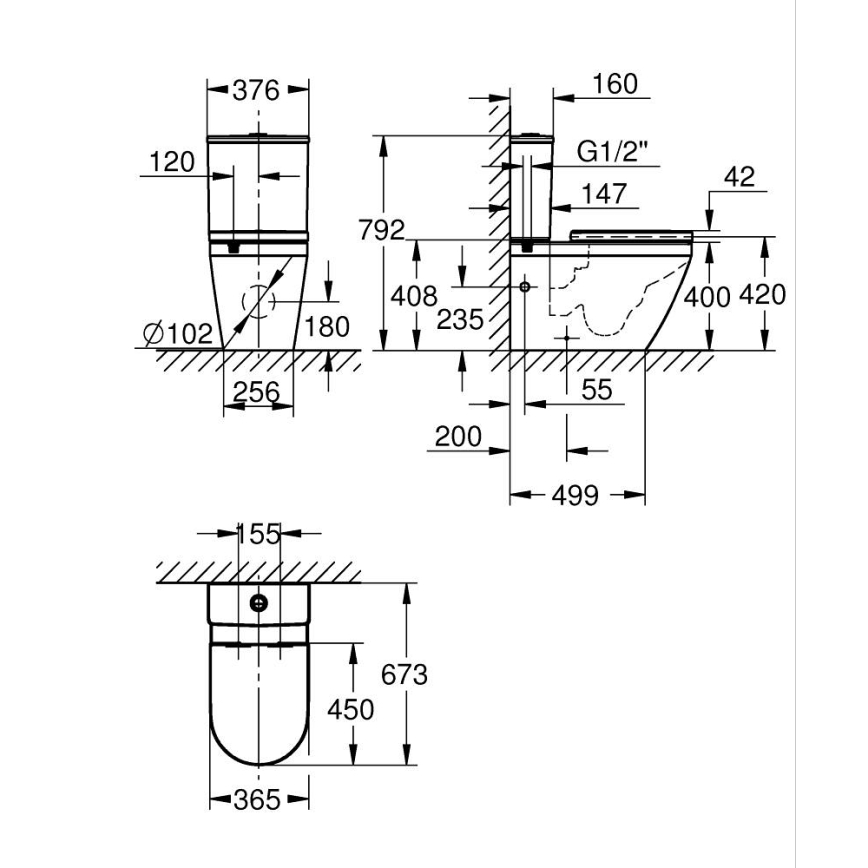 GROHE 102513SH00 - Set WC complet EURO CERAMIC 67,3 x 37,6 x 79,2 cm ceramică/albă