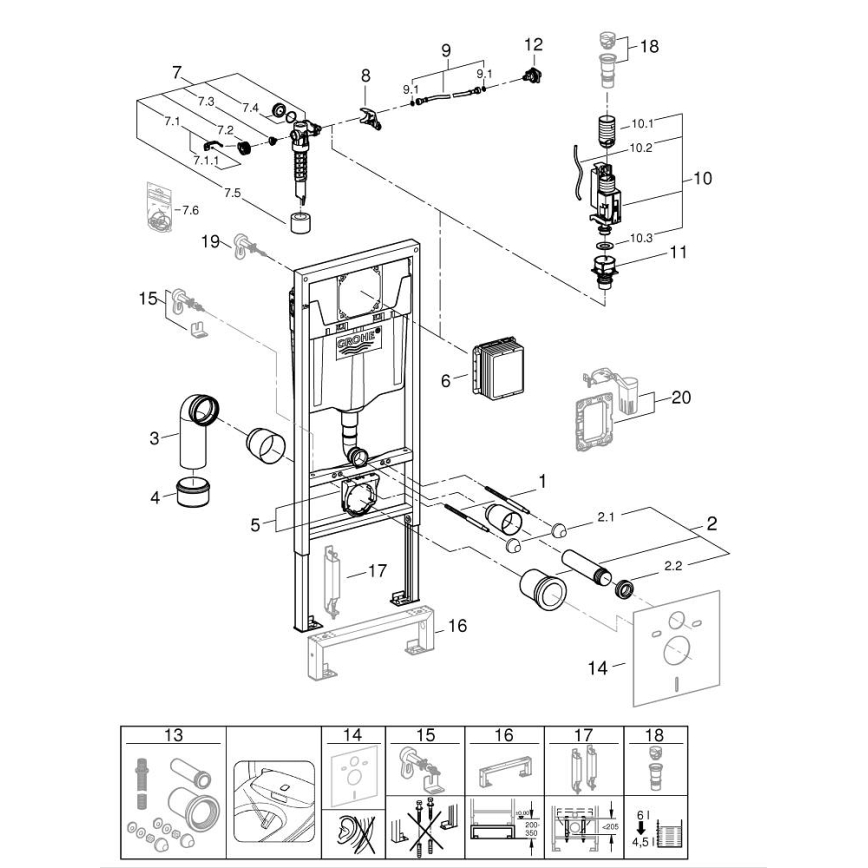 GROHE 103847SH00 - Set 5 în 1 SOLIDO, 1,13 m, alb durabil