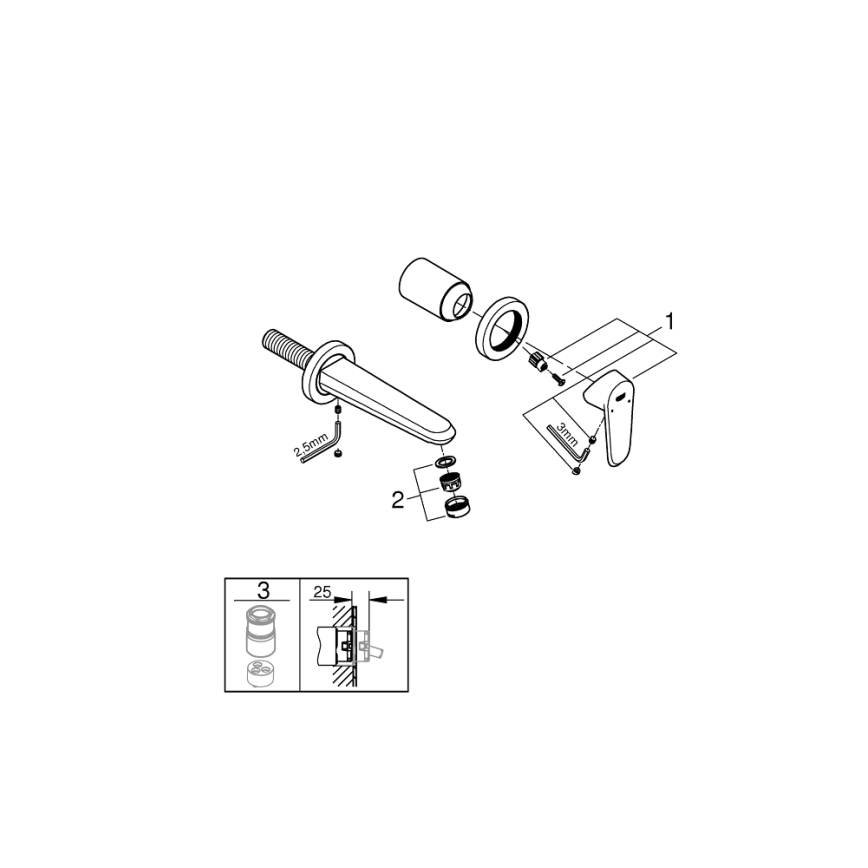 GROHE 19573002 - Baterie pentru lavoar EURODISC COSMOPOLITAN, montaj în 2 găuri, 11x17 cm, cromat
