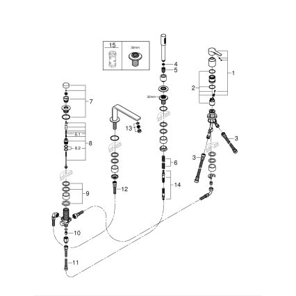 GROHE 19577001 - Baterie pentru cadă LINEARE, montaj în 4 găuri, crom lucios