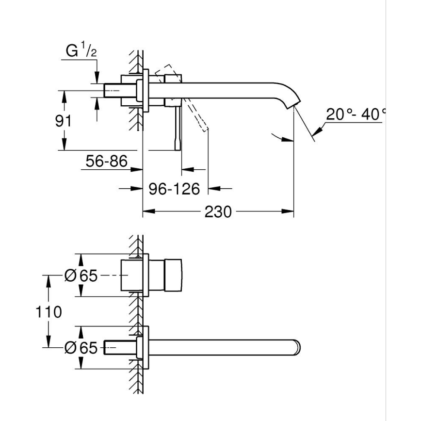 GROHE 19967DL1 - Baterie pentru lavoar cu montaj în 2 găuri ESSENCE, 230 mm, bronz