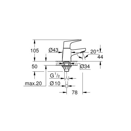 GROHE 20577000 - Baterie monocomandă pentru lavoar START FLOW DN 15, crom lucios