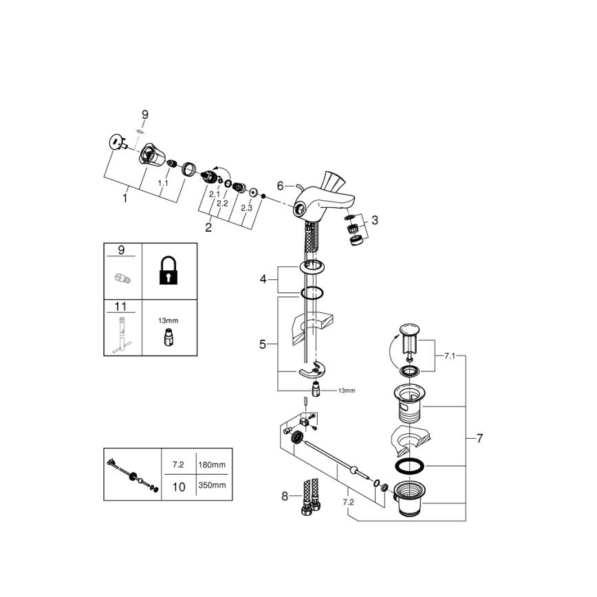 GROHE 21390001 - Baterie pentru lavoar COSTA L DN 15, crom lucios