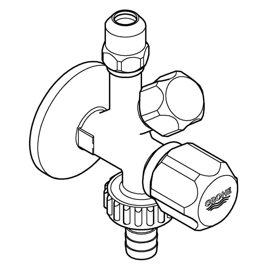 GROHE 22036000 - Ventil colțar combinat ORIGINAL WAS® DN 15 crom lucios
