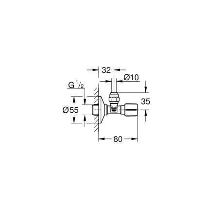 GROHE 22037000 - Ventil unghiular DN 15, crom lucios