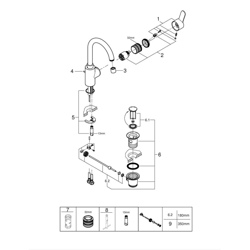 GROHE 23043003 - Baterie pentru lavoar EUROSTYLE COSMOPOLITAN, mărime L, crom