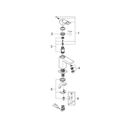 GROHE 2313200E - Baterie pentru lavoar EUROCUBE, mărime S, crom lucios