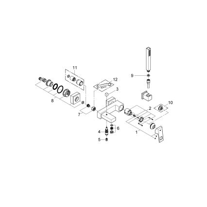 GROHE 23141000 - Set pentru cadă cu baterie EUROCUBE DN 15 crom lucios