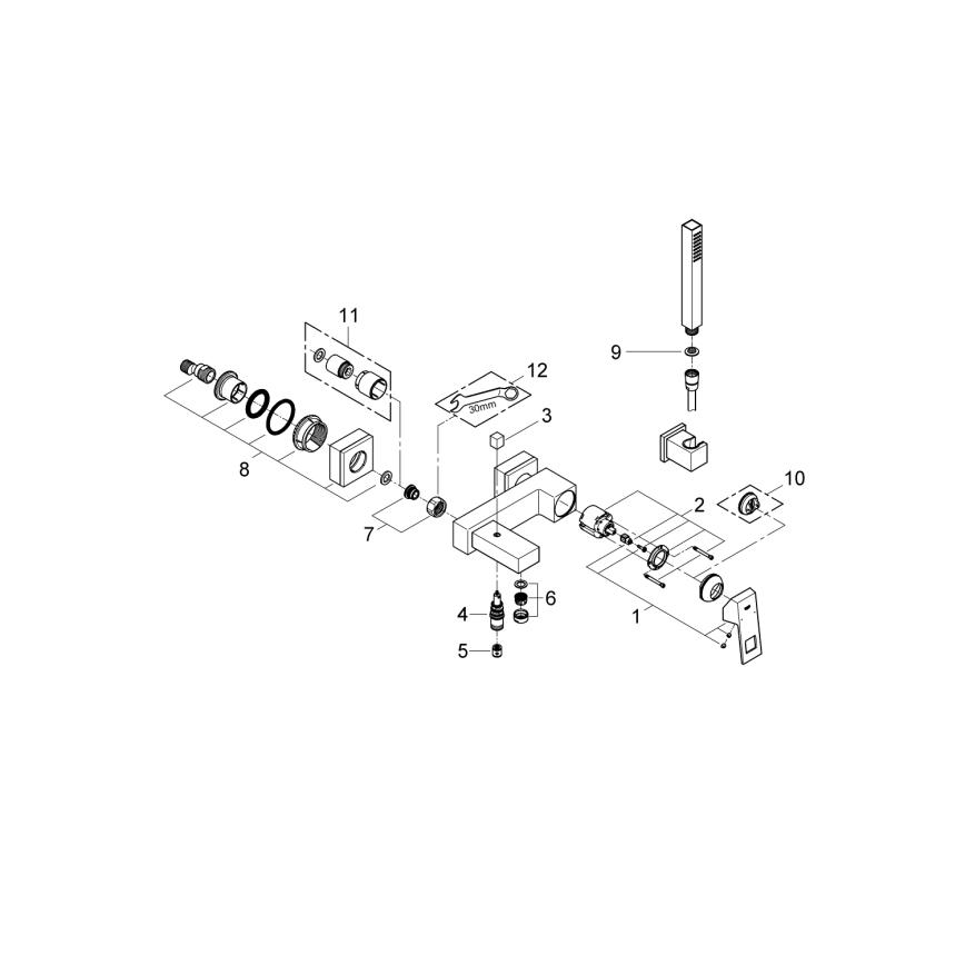 GROHE 23141000 - Set pentru cadă cu baterie EUROCUBE DN 15 crom lucios