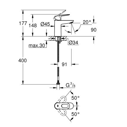 GROHE 23337000 - Baterie lavoar BAULOOP DN 15, crom lucios