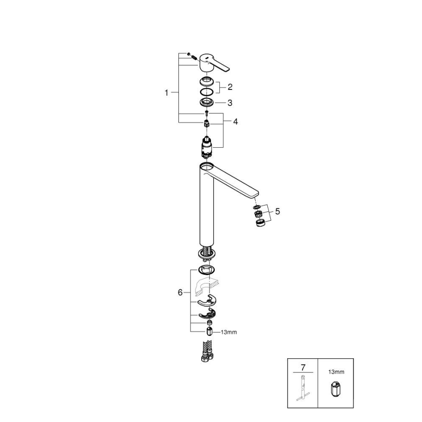 GROHE 23405AL1 - Baterie pentru lavoar LINEARE, mărime XL, finisaj grafit