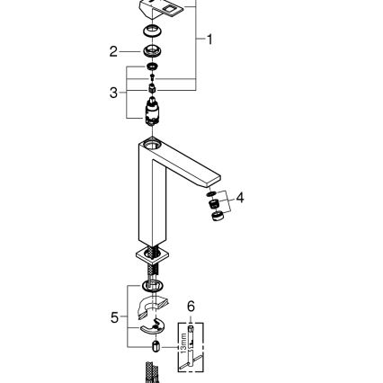 GROHE 23406000 - Baterie pentru lavoar EUROCUBE, mărime XL, crom lucios