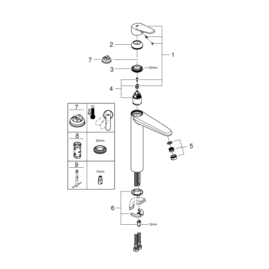 GROHE 23432000 - Baterie pentru lavoar EURODISC COSMOPOLITAN, mărime XL, crom