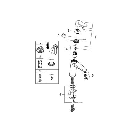 GROHE 23449002 - Baterie pentru lavoar EURODISC COSMOPOLITAN, mărime M, crom