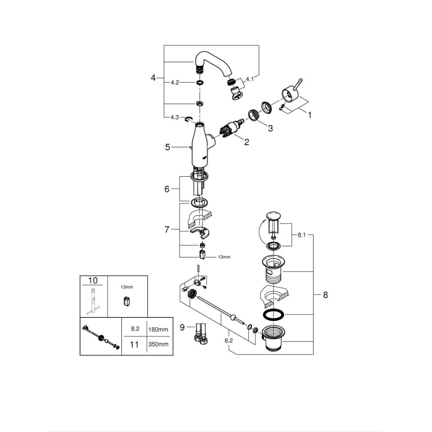 GROHE 23462DC1 - Baterie pentru lavoar ESSENCE, mărime M, oțel inoxidabil