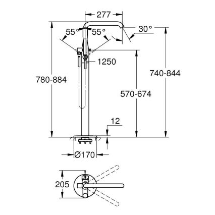 GROHE 23491AL1 - Baterie de cadă ESSENCE 277 mm grafit