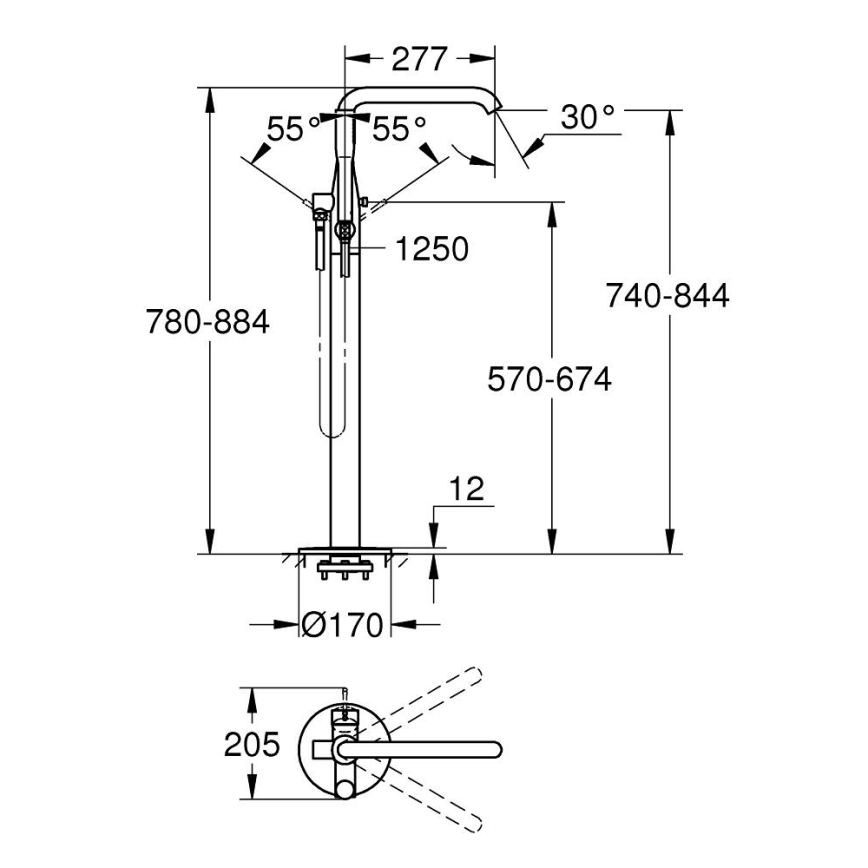 GROHE 23491AL1 - Baterie de cadă ESSENCE 277 mm grafit