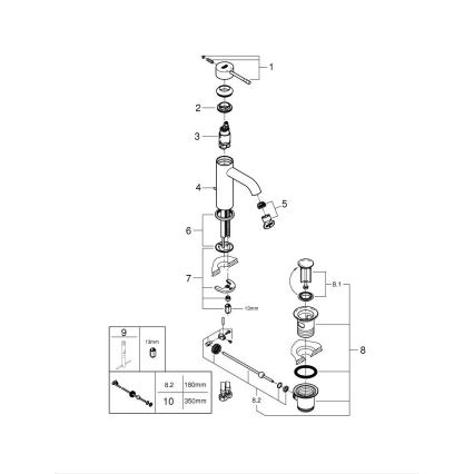 GROHE 23589AL1 - Baterie lavoar ESSENCE, mărime S, grafit