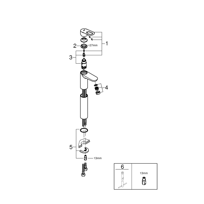 GROHE 23764000 - Baterie lavoar BAULOOP DN 15, crom lucios