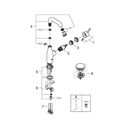 GROHE 23798001 - Baterie lavoar ESSENCE DN 15, mărime M, crom lucios