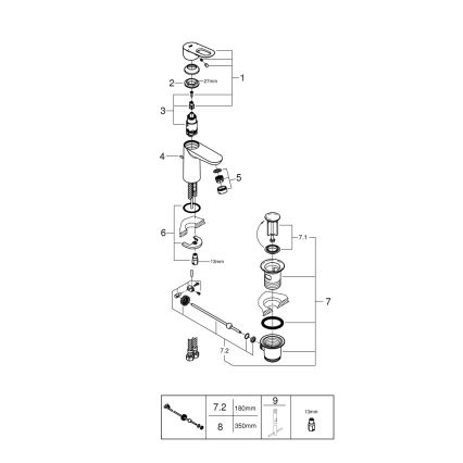 GROHE 23803000 - Baterie pentru lavoar EUROSMART, crom lucios