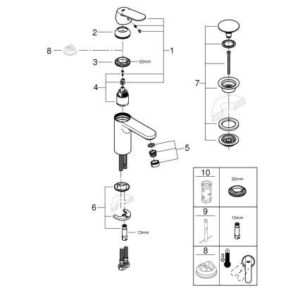 GROHE 23926000 - Baterie pentru lavoar DN 15, mărime M, crom lucios