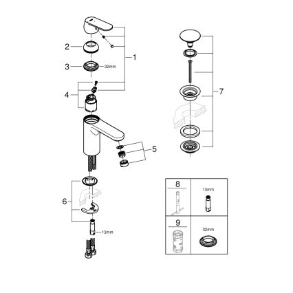 GROHE 23928000 - Baterie pentru lavoar DN 15, mărime M, crom lucios