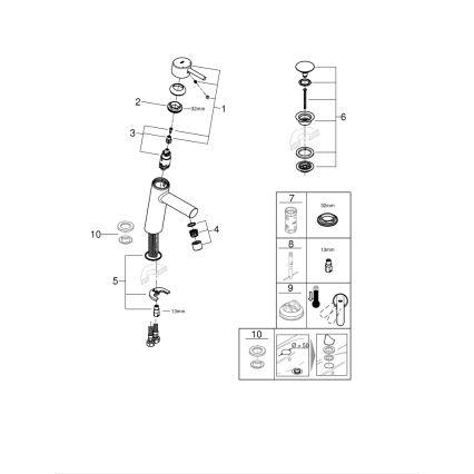 GROHE 23932001 - Baterie pentru lavoar EUROSMART, mărime M, crom lucios