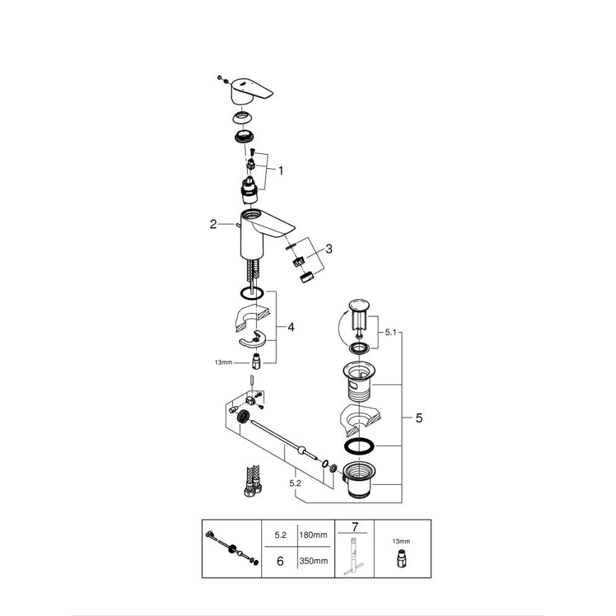 GROHE 24196001 - Baterie pentru lavoar START, mărime S, crom lucios