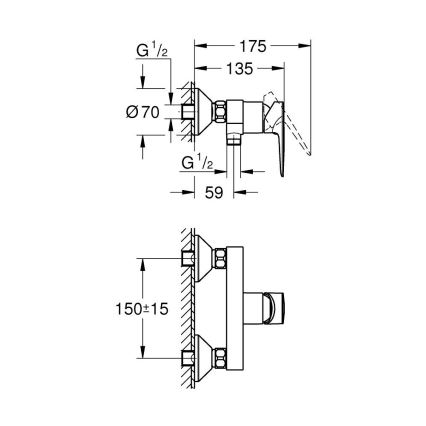 GROHE 24197001 - Baterie de duș START EDGE DN 15 crom lucios