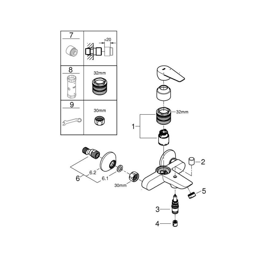 GROHE 24198001 - Baterie pentru cadă DN 15, crom lucios