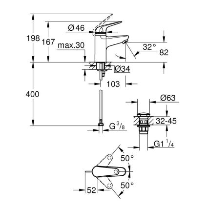 GROHE 24319001 - Baterie pentru lavoar SWIFT 162 mm, crom lucios