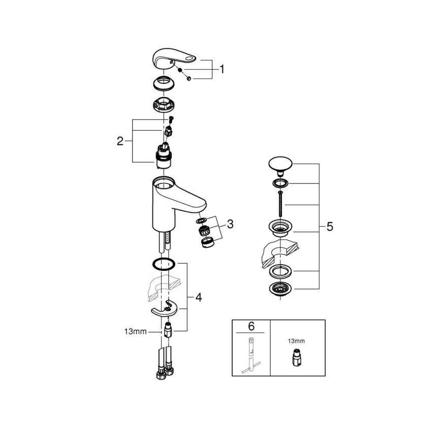GROHE 24326001 - Baterie pentru lavoar SWIFT DN 15, mărime M, crom lucios