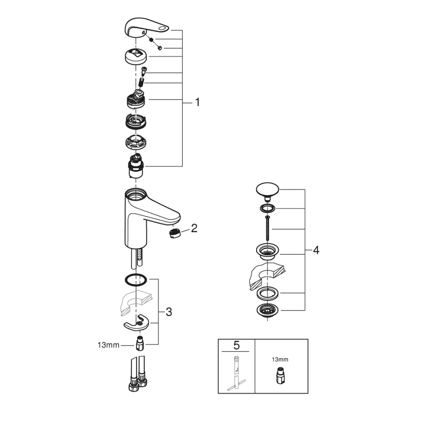 GROHE 24327001 - Baterie pentru lavoar SWIFT, mărime M, crom lucios