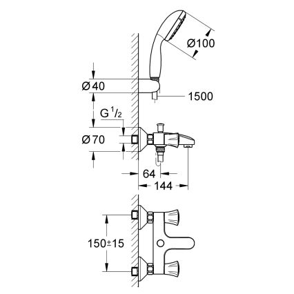 GROHE 2546010A - Baterie pentru cadă COSTA L DN 15, crom lucios