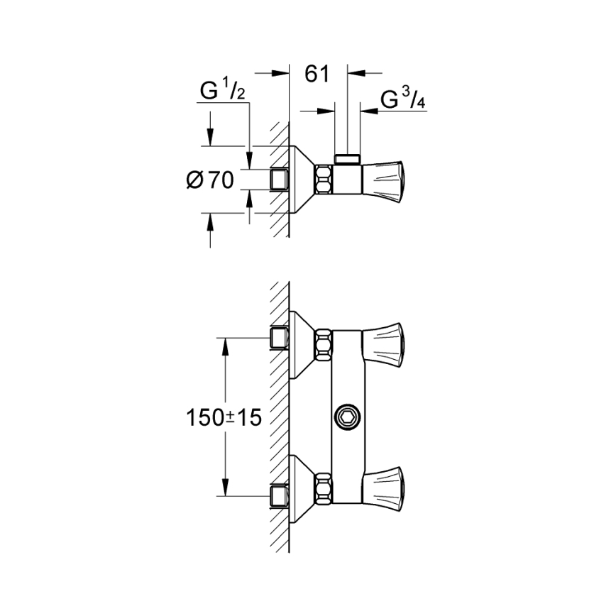 GROHE 26009001 - Baterie pentru duș COSTA L DN 15, crom lucios