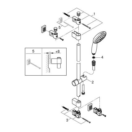 GROHE 26032001 - Set de duș VITALIO START 110, 600 mm, crom lucios