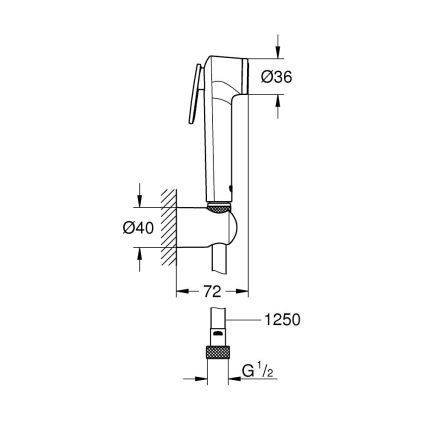 GROHE 26356IL0 - Duș de bideu manual TEMPESTA-F 30 1250 mm alb