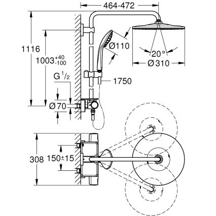GROHE 26401001 - Sistem de duș VITALIO JOY SYSTEM 310, crom lucios