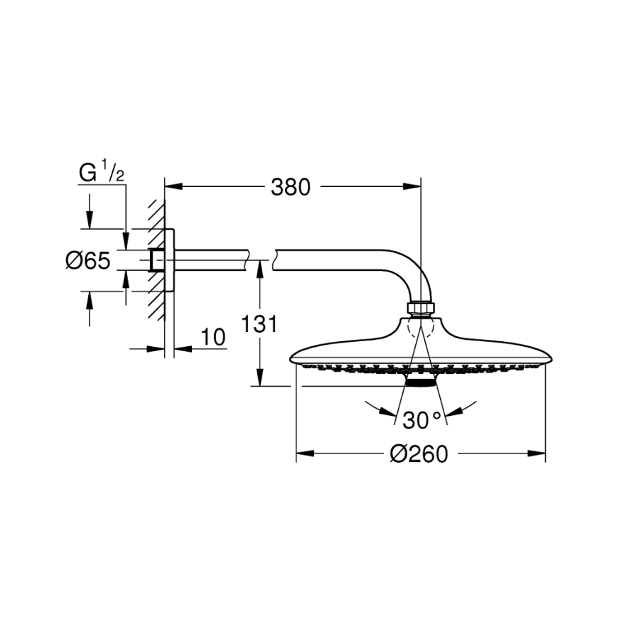 GROHE 26459000 - Cap de duș EUPHORIA 260, 380 mm, crom lucios