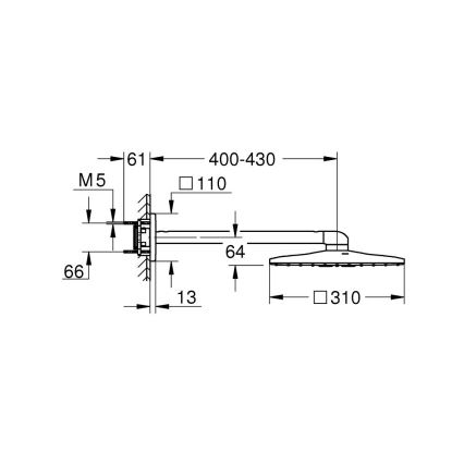 GROHE 26479000 - Cap de duș RAINSHOWER SMARTACTIVE 310 CUBE, crom lucios