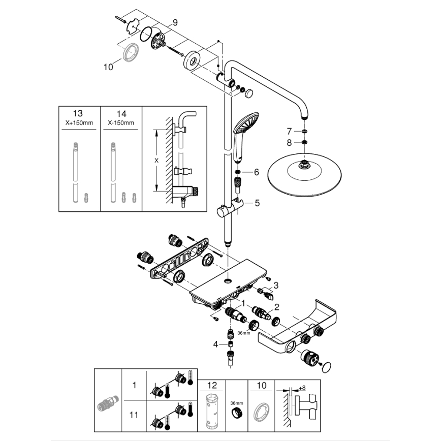 GROHE 26509000 - Sistem de duș EUPHORIA SMARTCONTROL 260 mm crom lucios