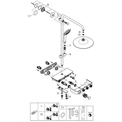 GROHE 26510000 - Sistem de duș EUPHORIA SMARTCONTROL 450 mm, crom lucios