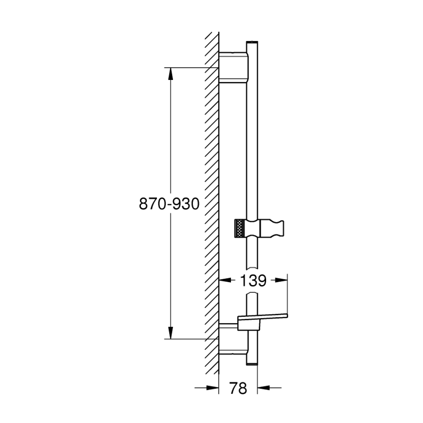 GROHE 26603DC0 - Bară de duș RAINSHOWER SMARTACTIVE 900 mm crom mat