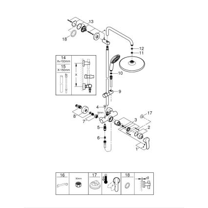 GROHE 26679001 - Sistem de duș VITALIO START 250, 390 mm, crom lucios
