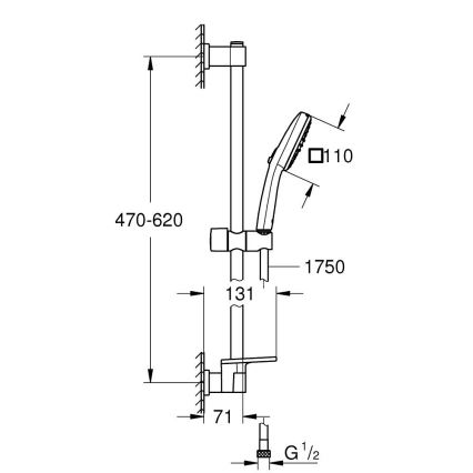 GROHE 26929001 - Set de duș VITALIO COMFORT 110, 600 mm, crom lucios