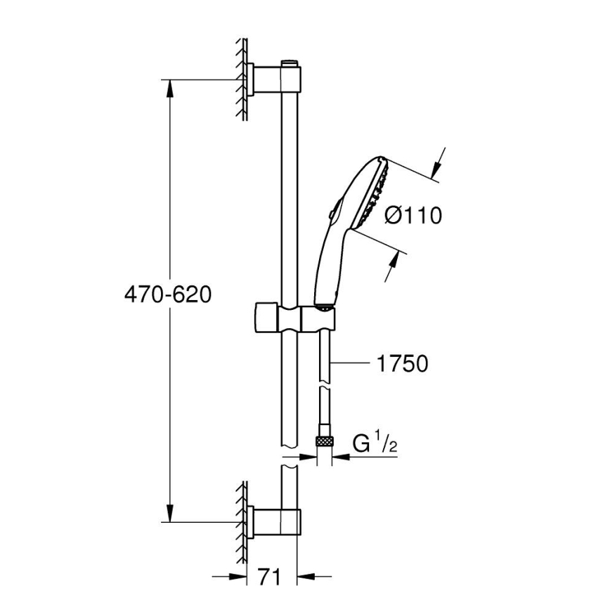 GROHE 26951001 - Set de duș VITALIO START 110 600 mm crom lucios